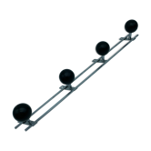 Porte manteau 4 pateres acier chromé et boules en bois noir
