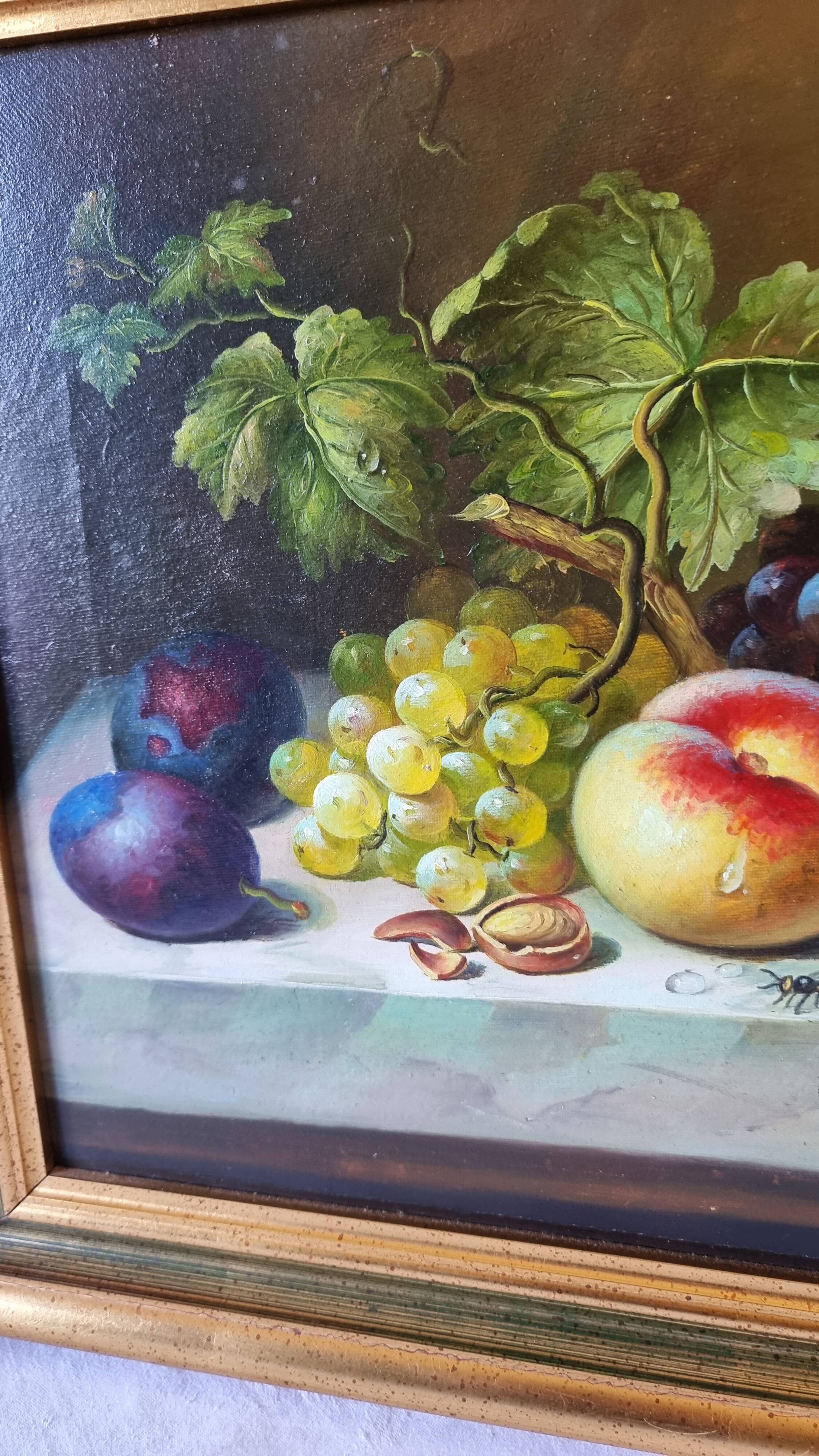 Original oil on canvas signed by Antonio De Giovan, classical still life.