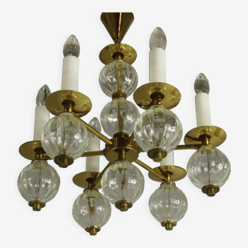 Lustre en verre des années 1970