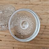 Round molded glass butter dish