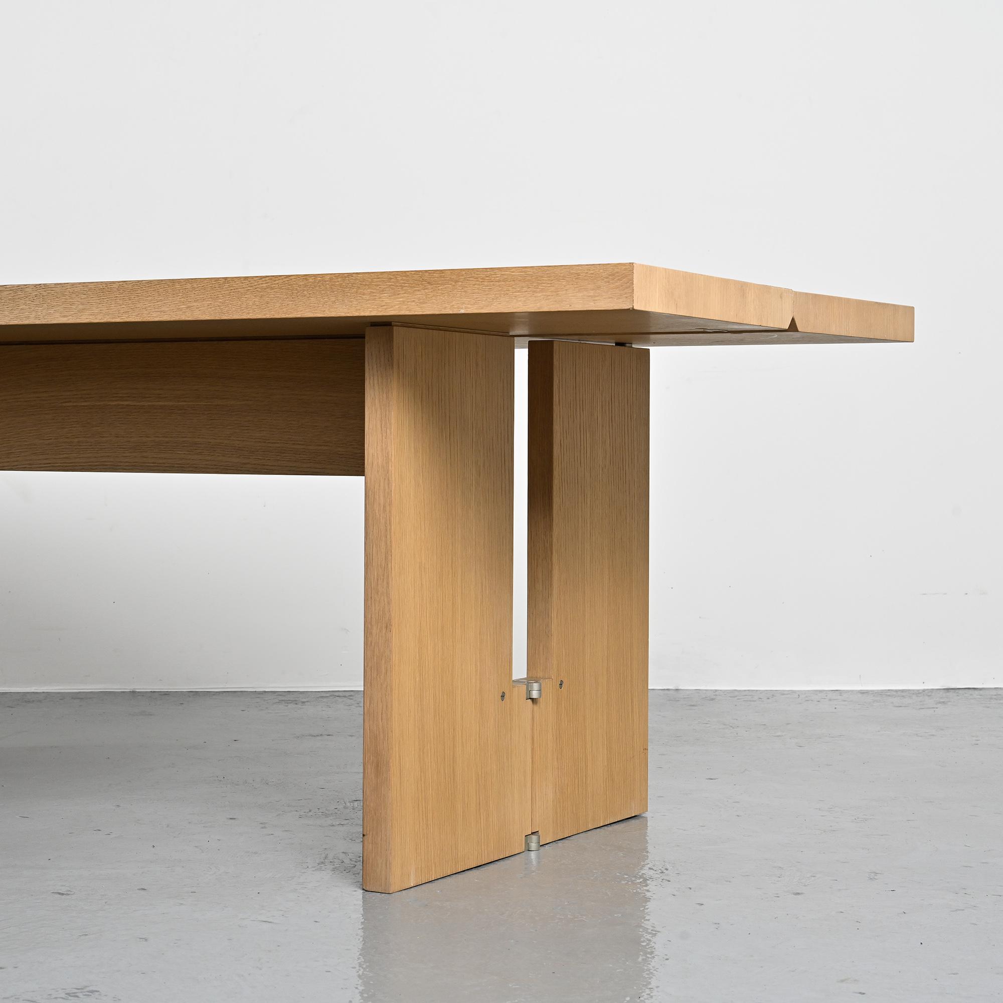 Console extensible dining table in cerused wood, 20th century