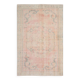 Tapis vintage oriental usé,  Rose saumon et vert pastel, style bohème