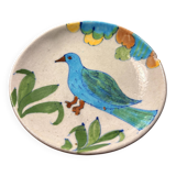 Handcrafted ceramic plate – bird design – signed