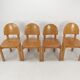 Set of 4 oak wood dining chairs, 1980s