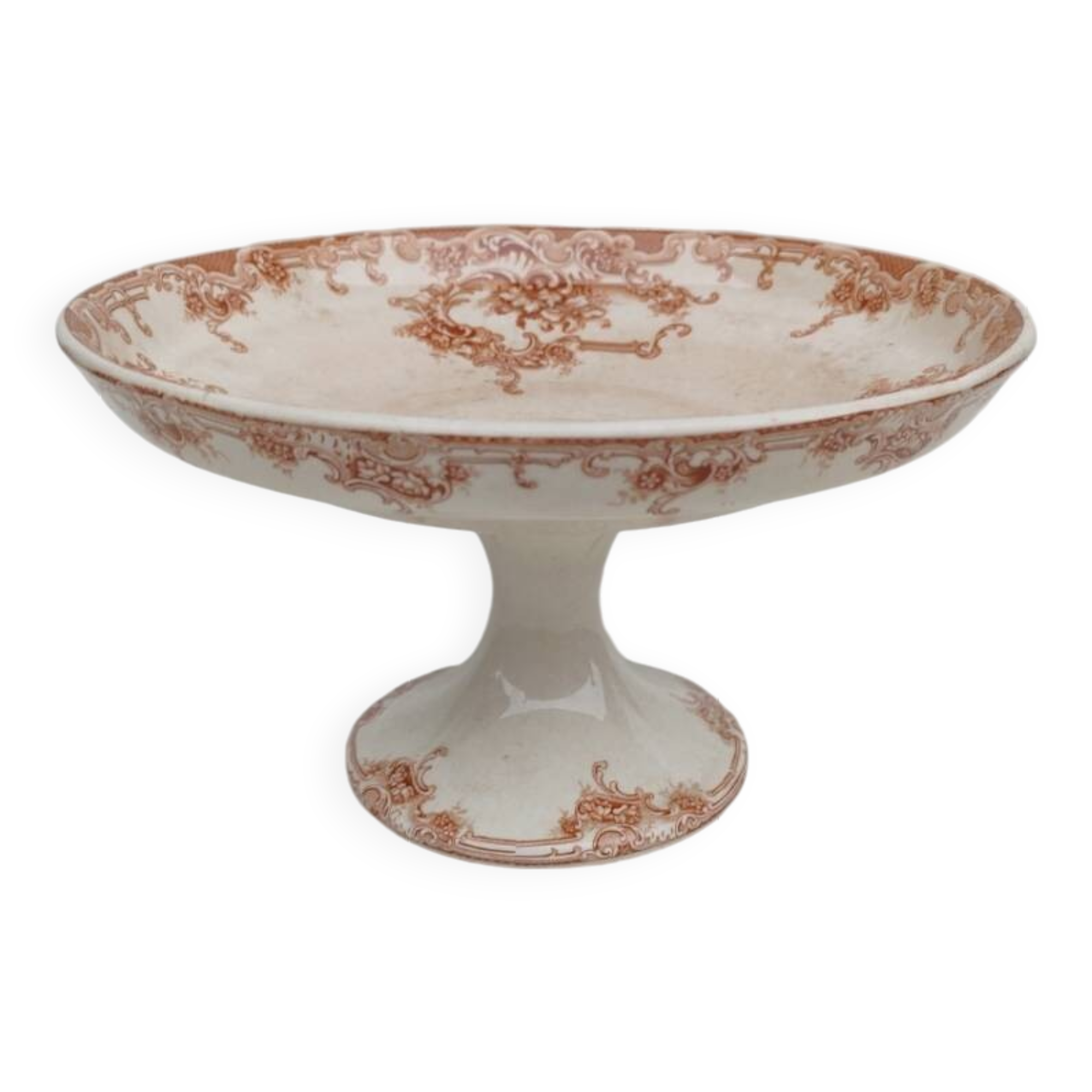 Earthenware bowl on pedestal by Boch Frères, iron earth, circa 1900.