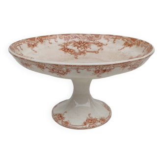 Earthenware bowl on pedestal by Boch Frères, iron earth, circa 1900.
