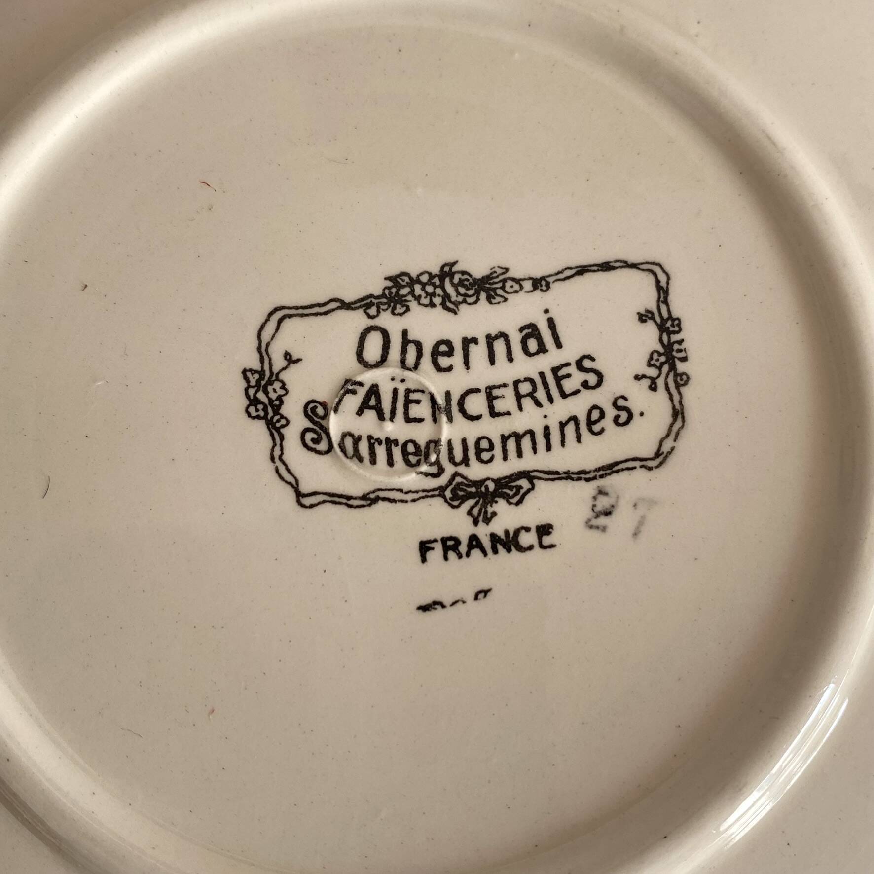 Antique bowls, saucers from Sarreguemines model Obernai.