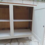 Vintage beige sideboard, oak top.