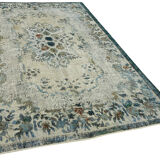 Handwoven anatolian 1980s 187 cm x 277 cm blue rug