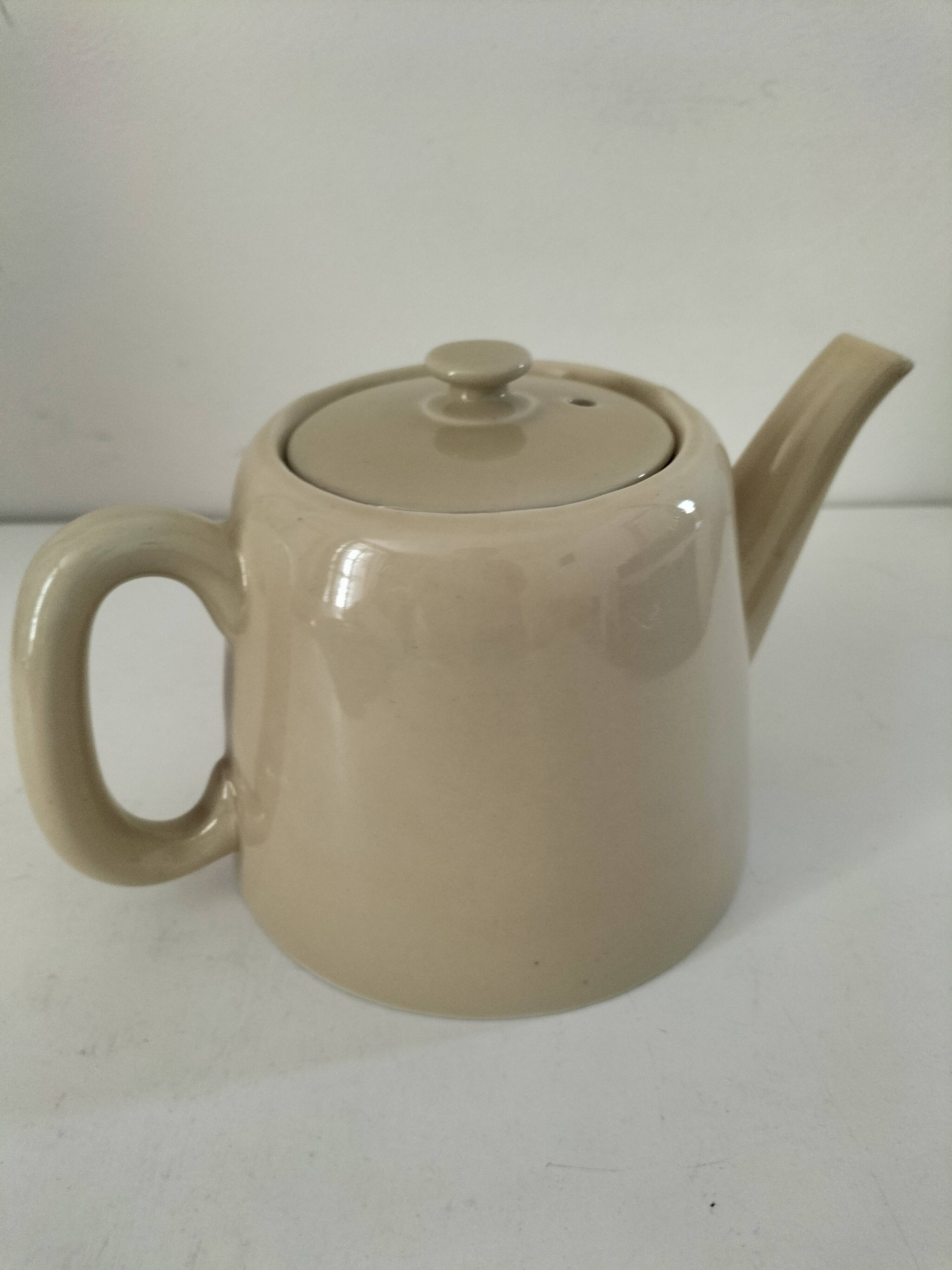 Duo teapot and milk jug in greige ceramic – Vintage bistro style