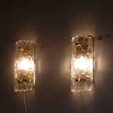 Pair of crystal and brass wall sconces by Carl Fagerlund