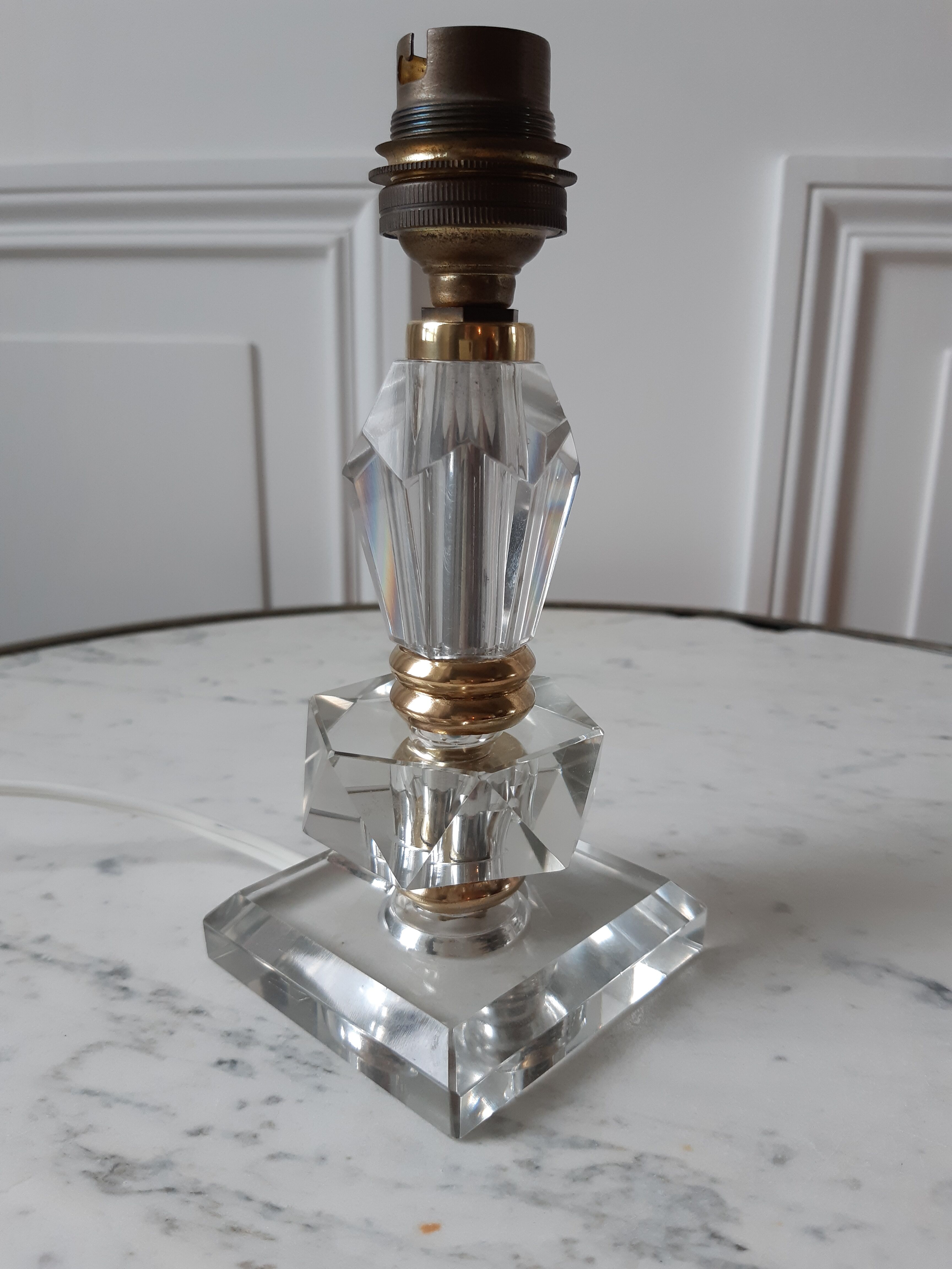 Crystal lamp foot and brass 30s