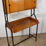 Vintage desk with modular bookcase in wood and metal, 1960