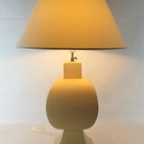 Ceramic lamp, pastel yellow Charolles earthenware 1980