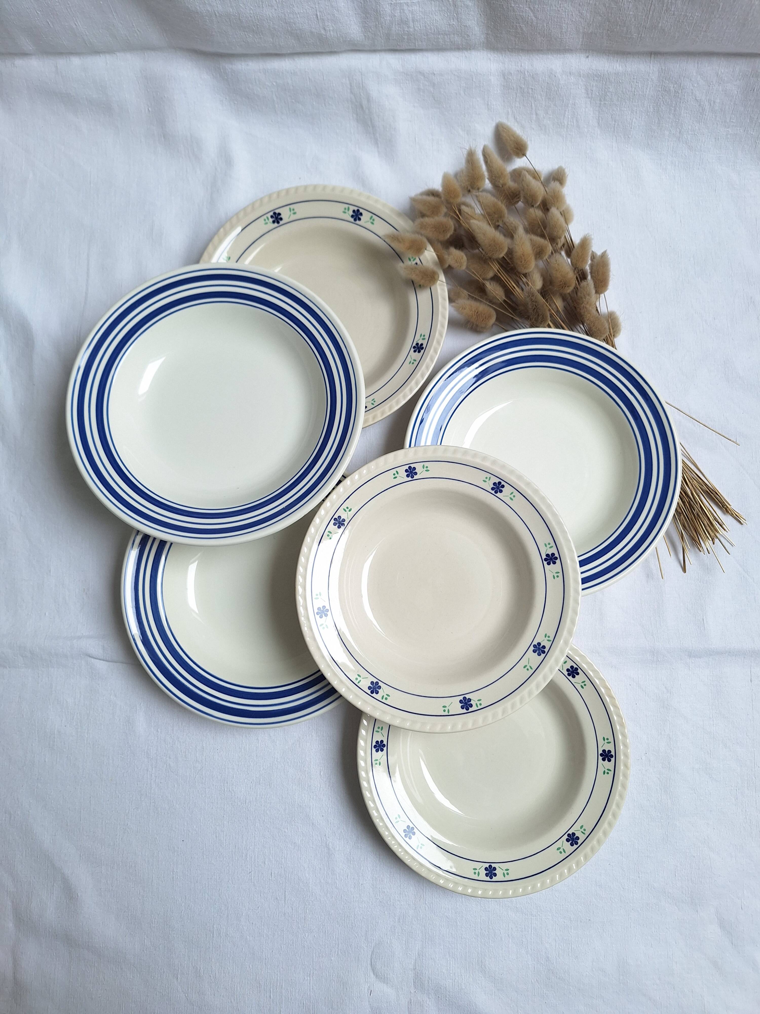 Vintage blue soup plates