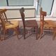 Set of 12 mismatched wooden bistro chairs