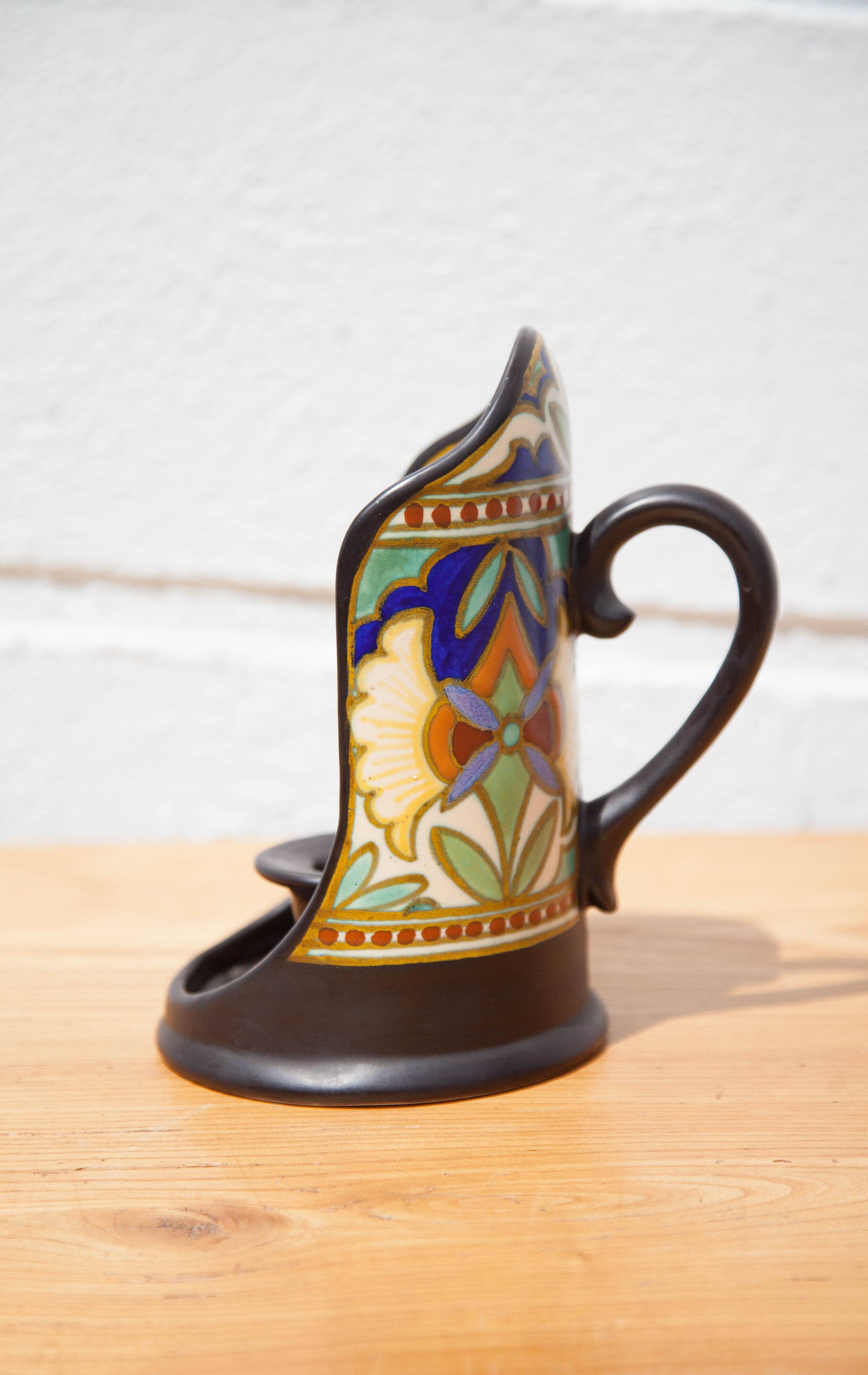 Gouda Holland ceramic candle holder madeleine model, hand candle holder, collection, 30's