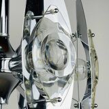 Chrome and glass lustre with lenses by Oscar Torlasco, Italy, 1960s.