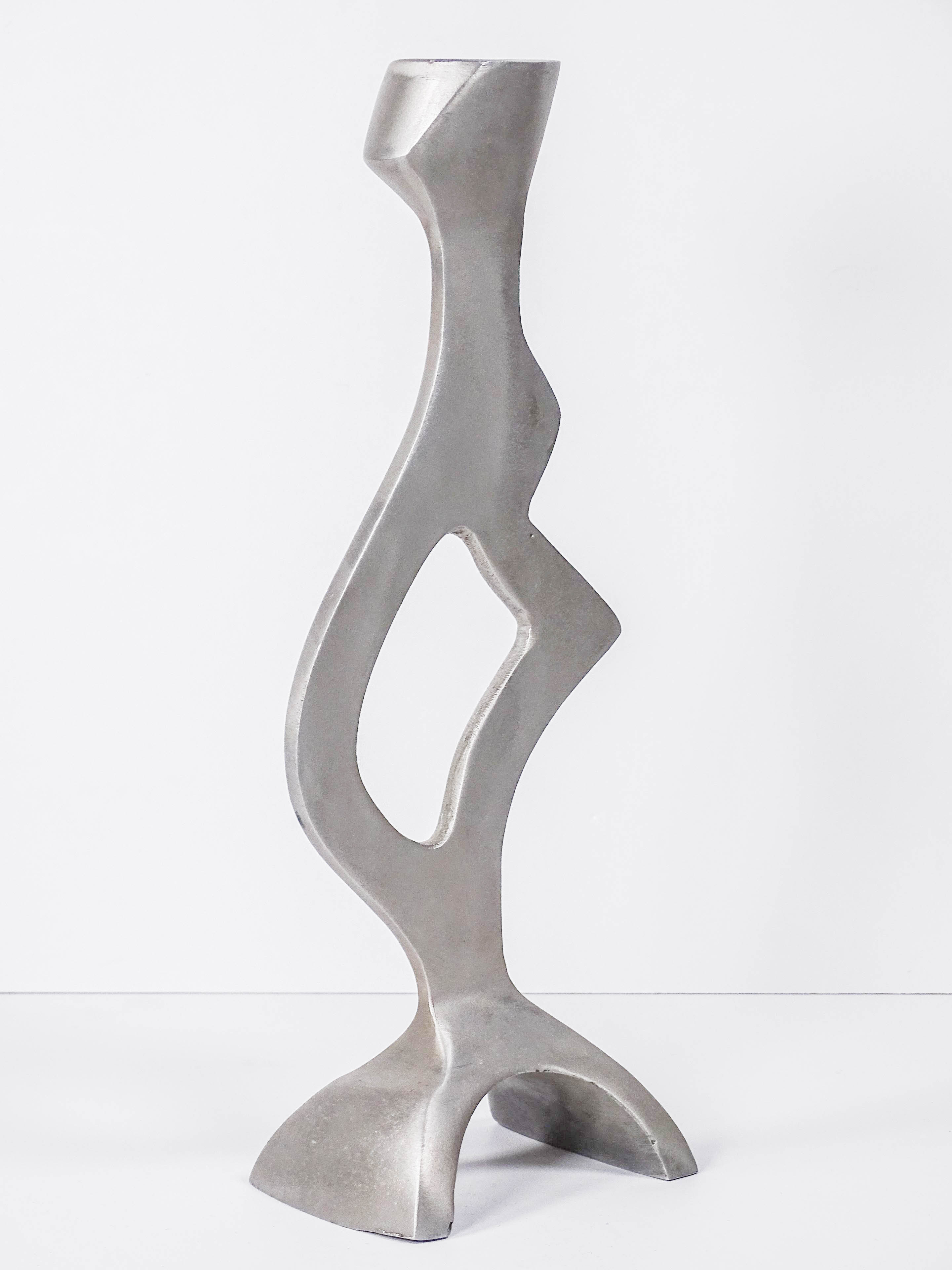 Free-form aluminum candle holder, 1970