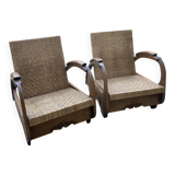 Pair of Art Deco colonial armchairs