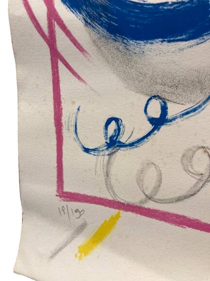 Technique mixte abstraite sur papier, signée Berry