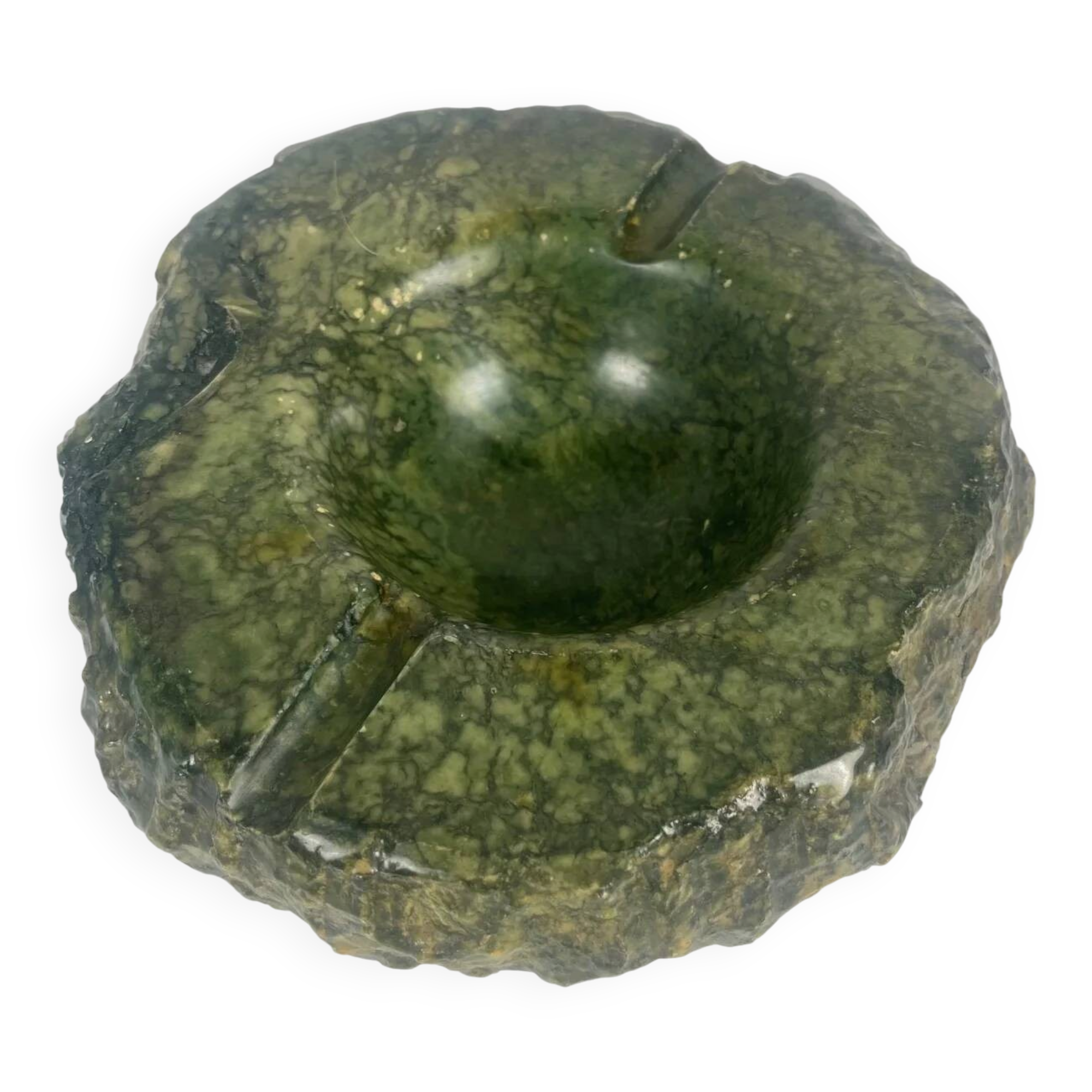Impressive green alabaster ashtray, Italy, 1970.