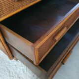 Vintage rattan chest of drawers 4 drawers