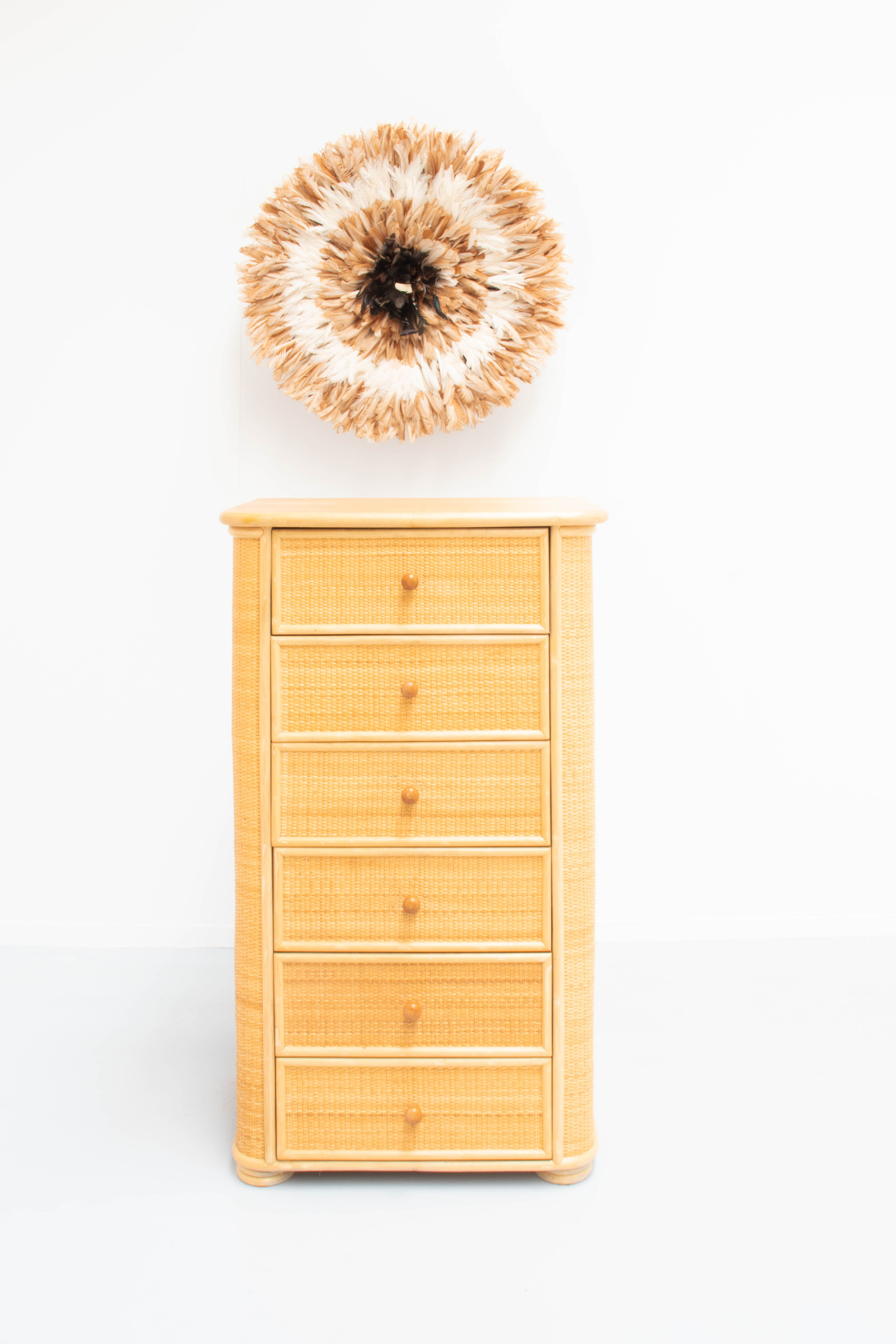 Vintage Bohemian Rattan Chest of drawers