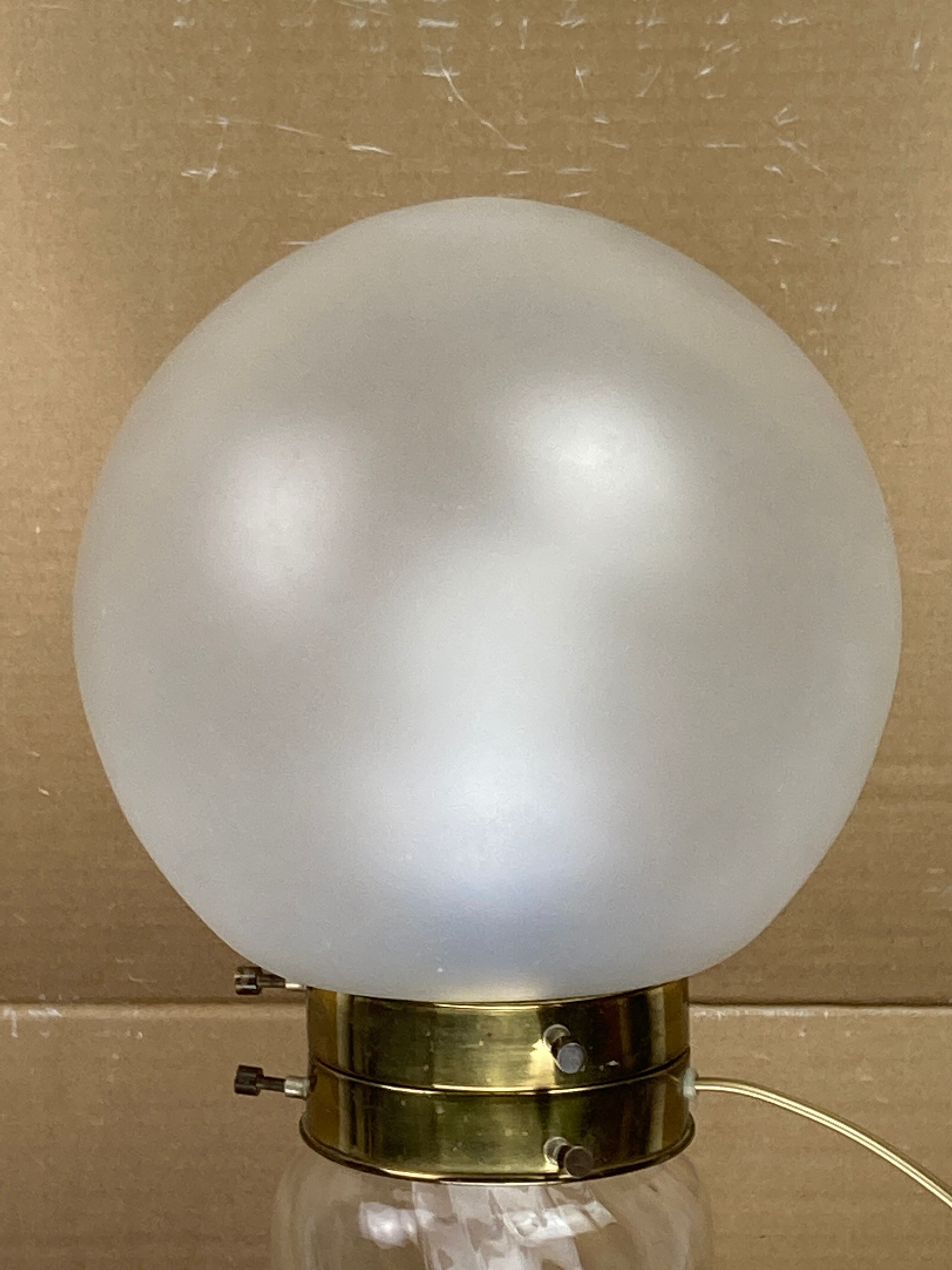 Midcentury Art Deco style swirl brass and glass mushroom table lamp