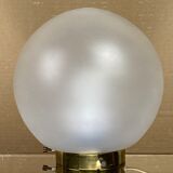 Lampe Art Déco style tourbillon laiton et champignon verre