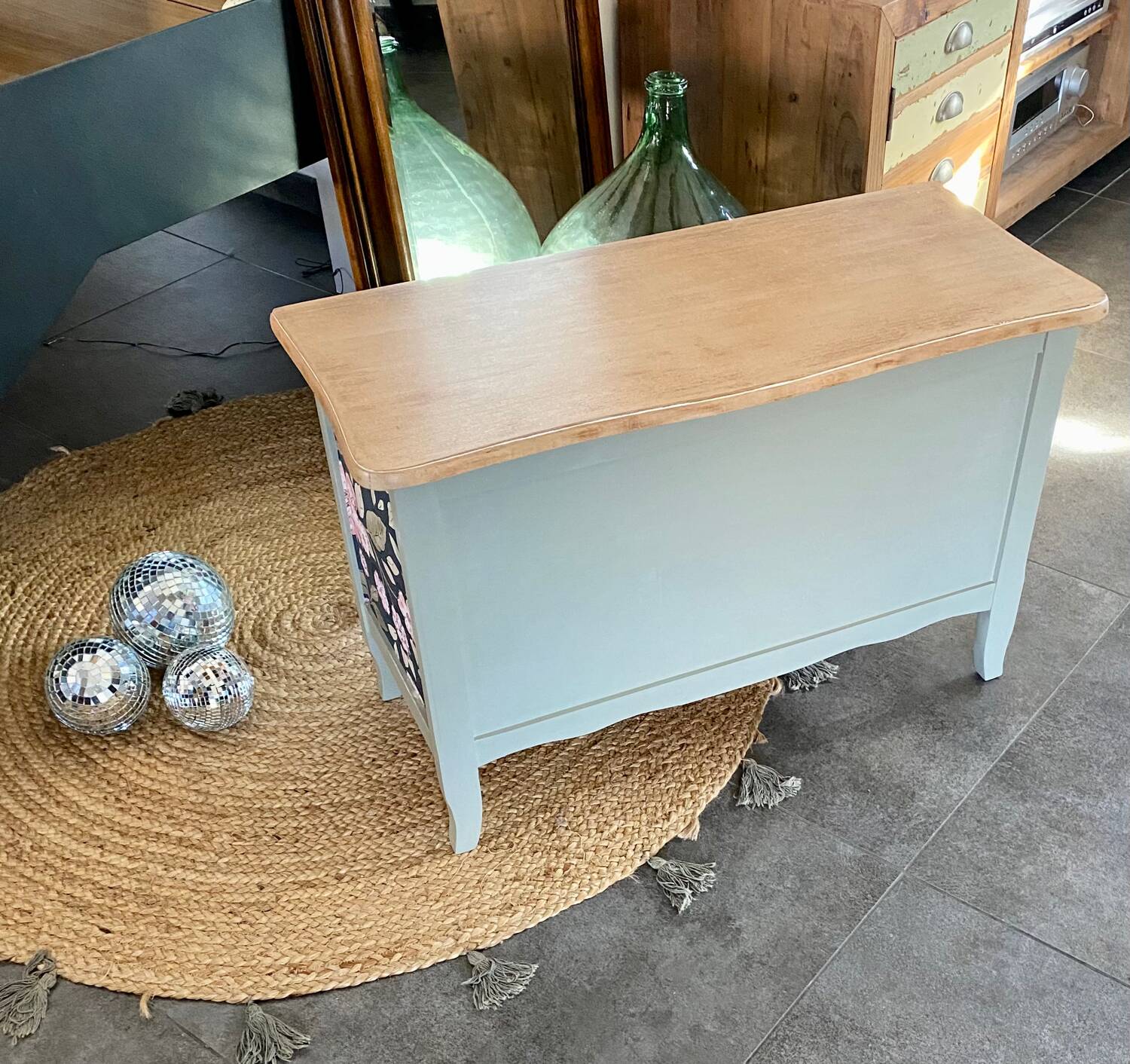 Wooden chest for toys or storage with a green and wood makeover
