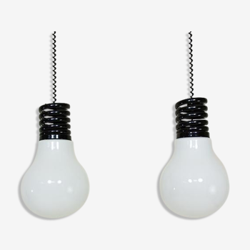 Paire de suspensions forme ampoule en verre par S.T.L. Studio pour Lamperti