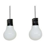 Pair of suspensions form glass by S.T.L. Studio for Lamperti bulb