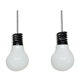 Pair of suspensions form glass by S.T.L. Studio for Lamperti bulb