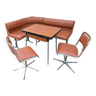 2 chairs, bench and kitchen table, 60s-70s