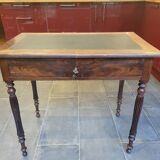 Side table with drawer and leather top