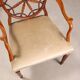 Antique cherry wood and fabric armchairs, United Kingdom, 20th century