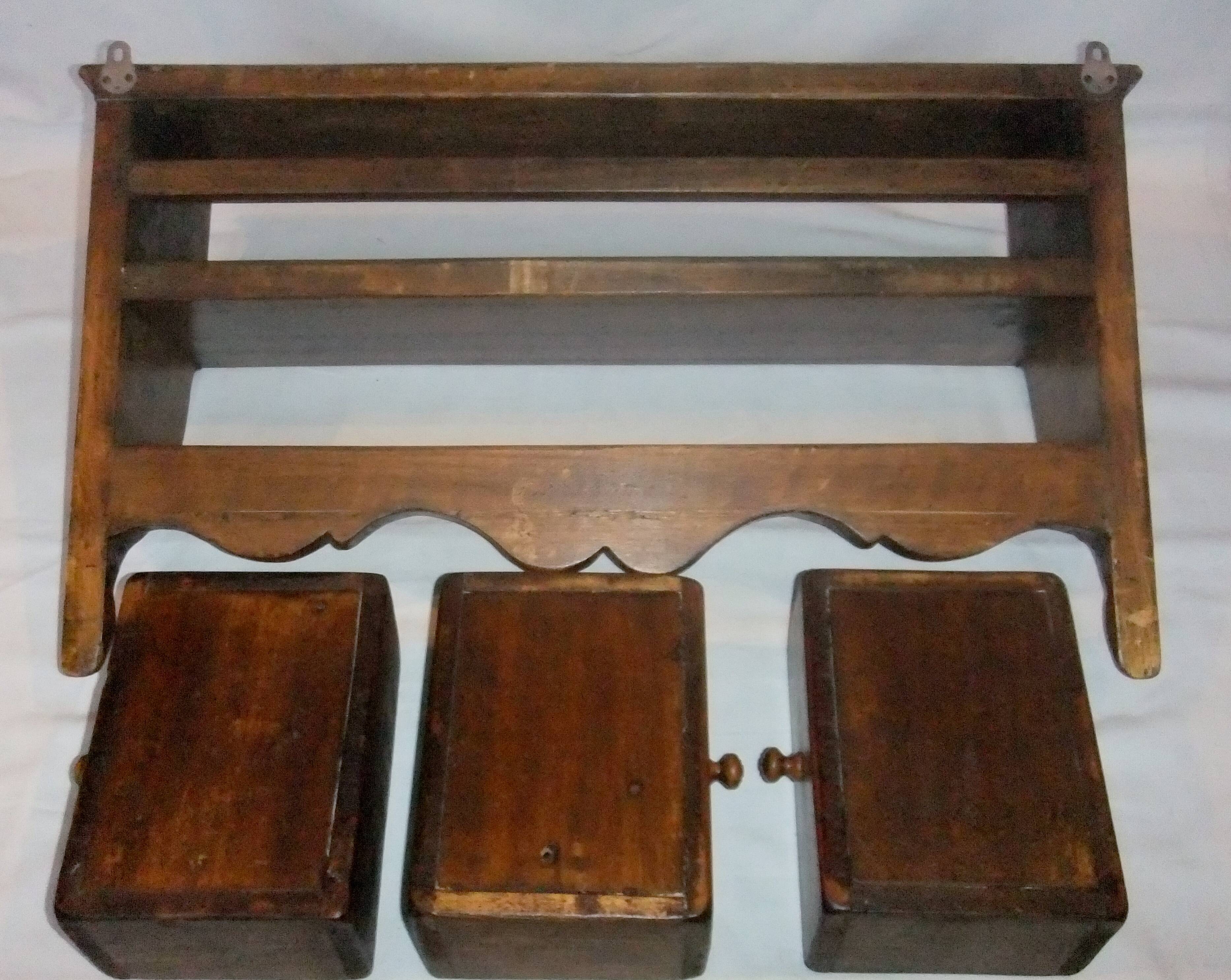 Curved wooden wall shelf storage drawers 69 cm