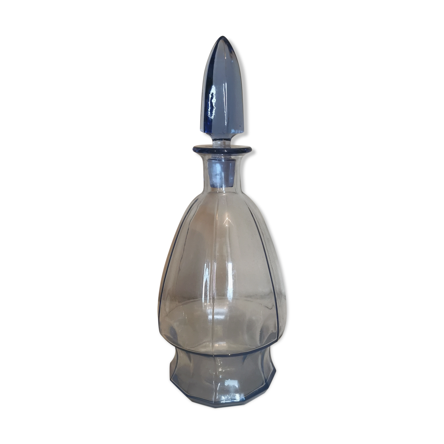 Art Deco decanter in blue glass