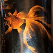 Beautiful Chinese lask vase decorated with Japanese fish