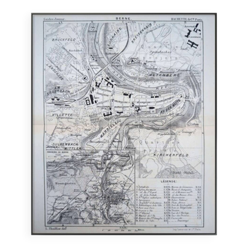 Bern, old map, printed in 1844.