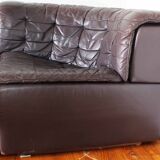 1970s brown leather modular sofa