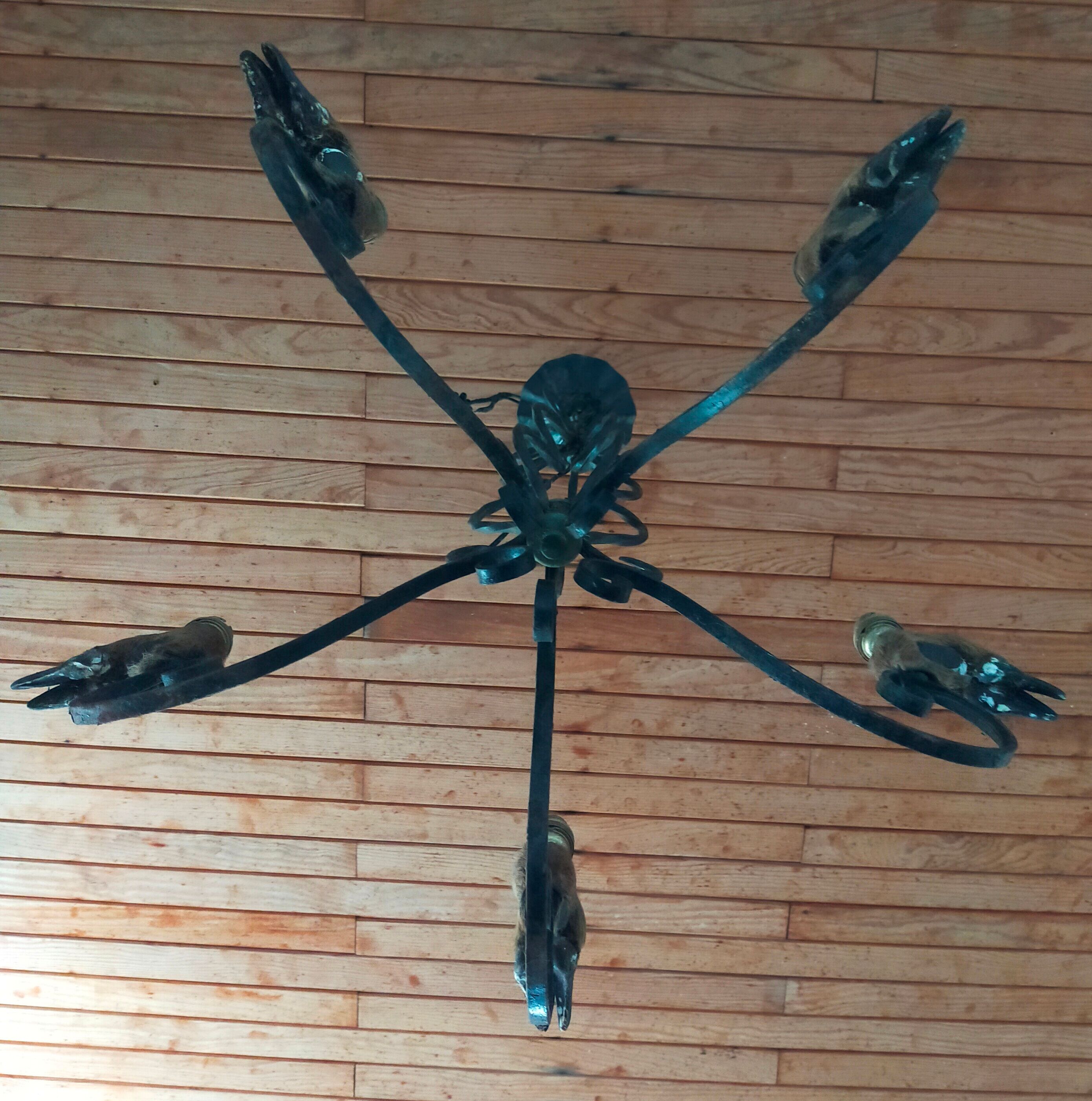 Wrought iron hunter chandelier