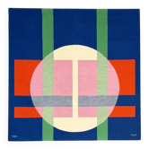 Tapisserie murale Bauhaus par Herbert Bayer pour NGM, Allemagne, 1988. Titre de l'œuvre : "Cercle blanc sur structure".