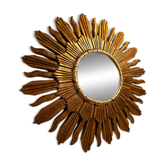 Vintage golden sunburst mirror, 1960s
