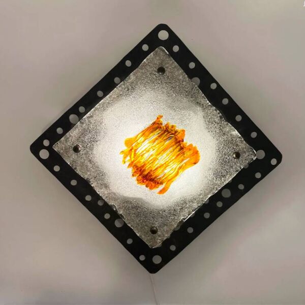 Applique (XXL) en fer forgé et verre de Murano pour Mazzega