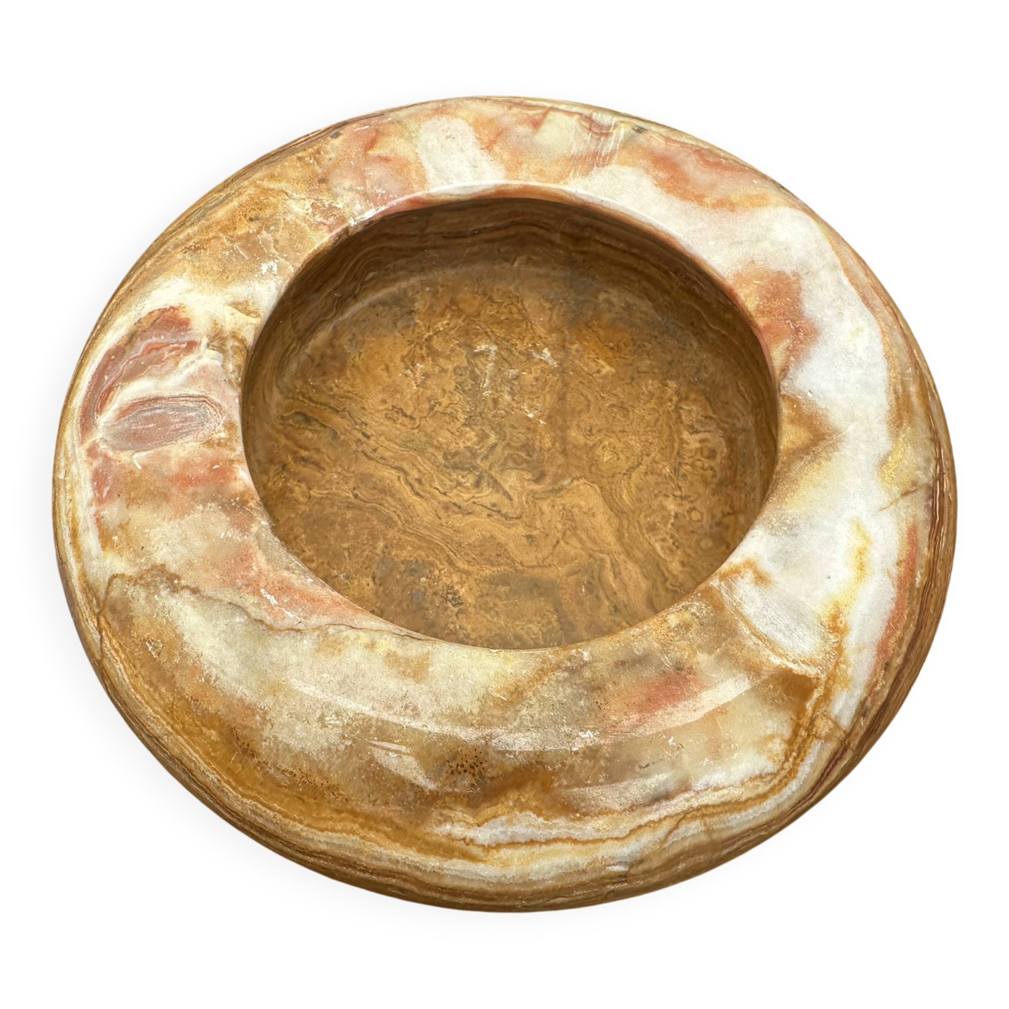 Vintage Orange Marble Ashtray Diameter 12 cm