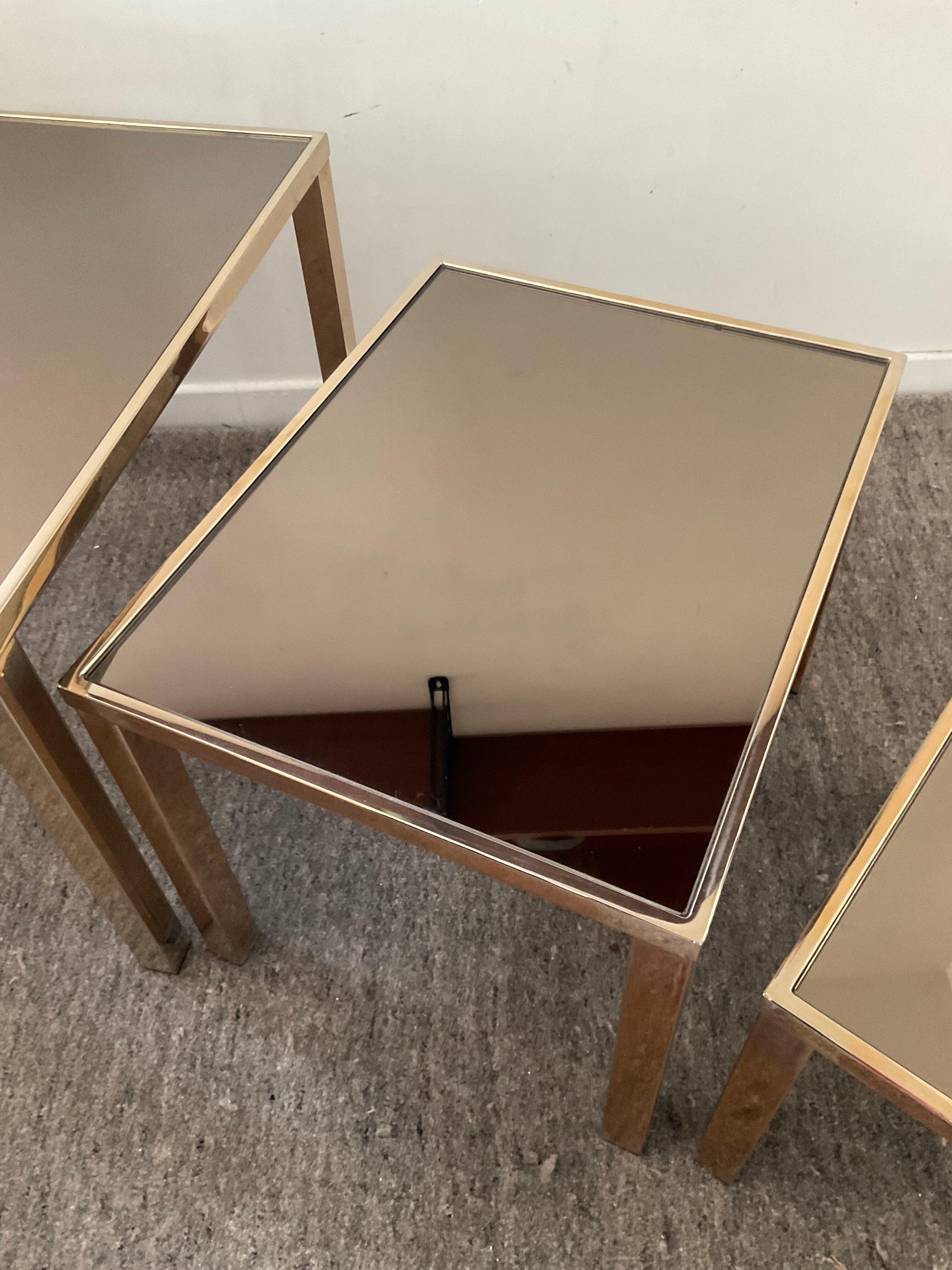 Series of 3 Belgo Chrom trundle tables from the 70s