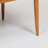 Scandinavian teak coffee table with woven shelf, Denmark, 1960s