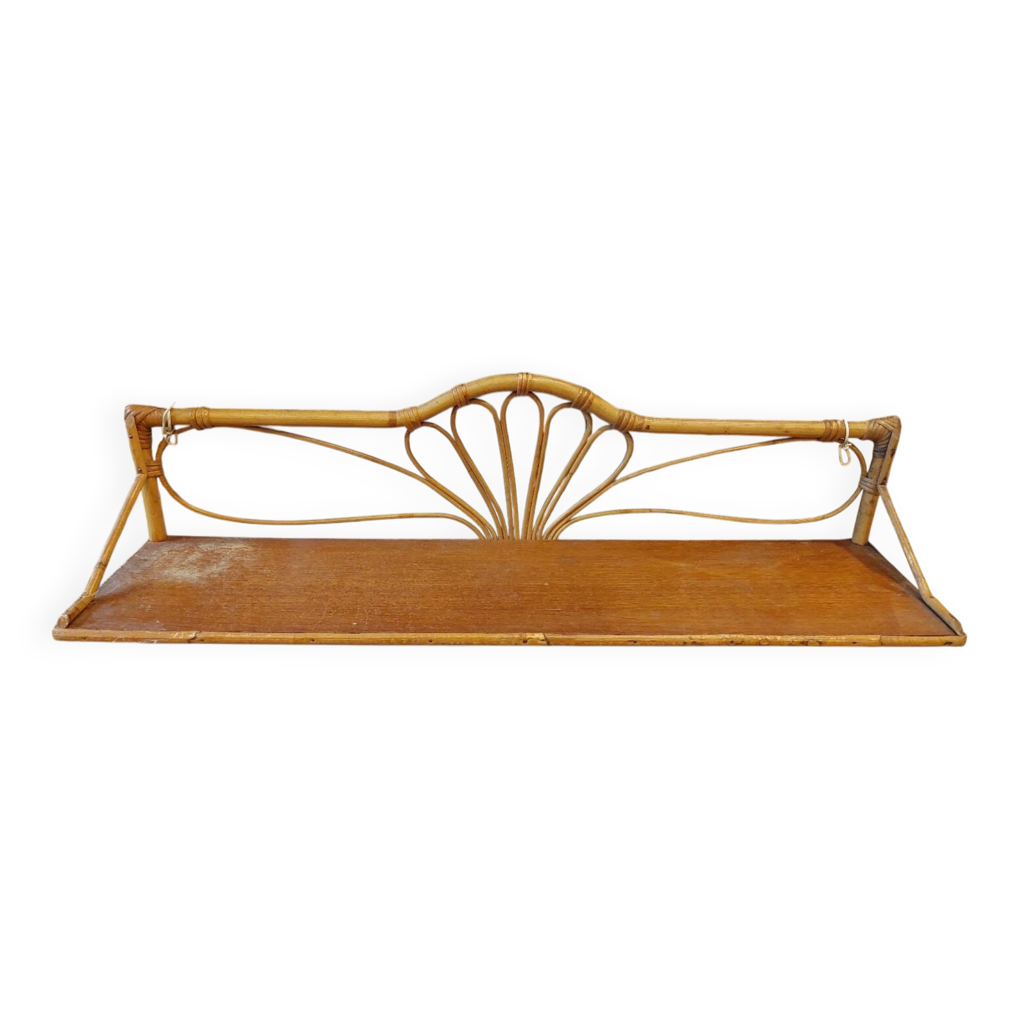 Vintage rattan wall shelf